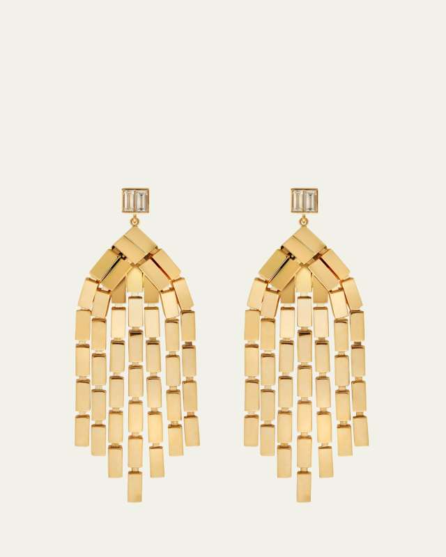 18K Yellow Gold Cascade Earrings with Baguette Diamonds